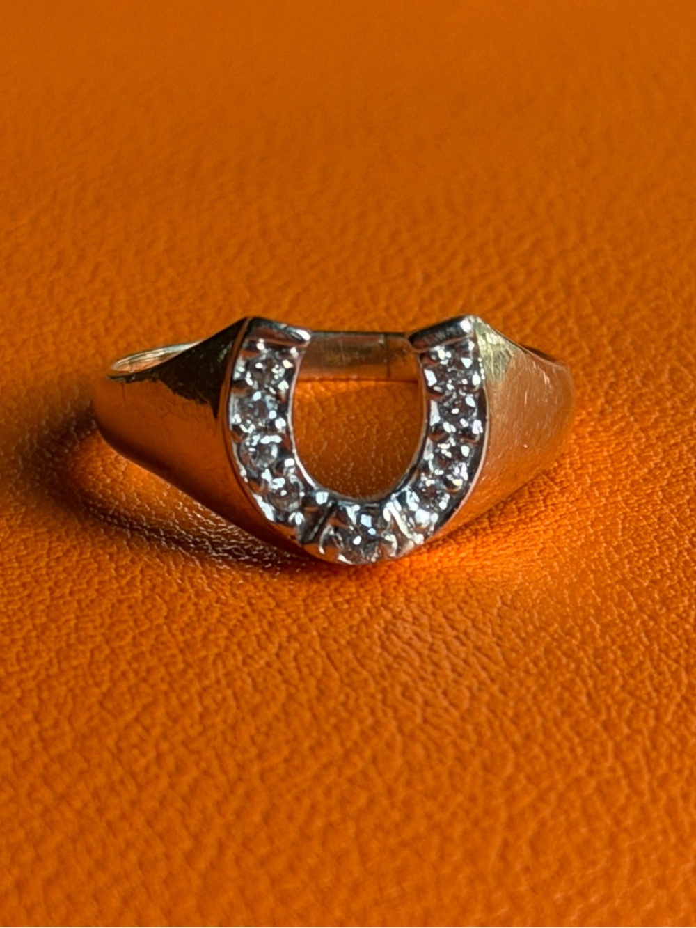 14k Solid Gold Horseshoe Ring with Diamonds